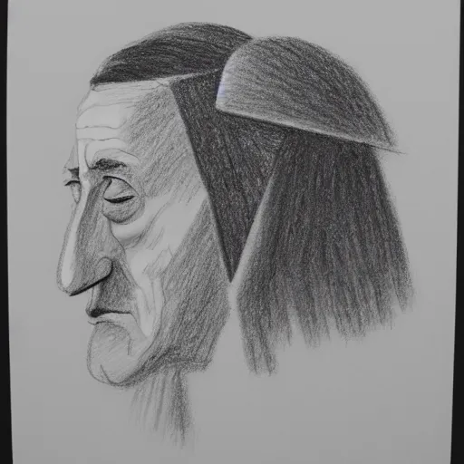 Prompt: an unfinished drawing of Marcel Duchamp