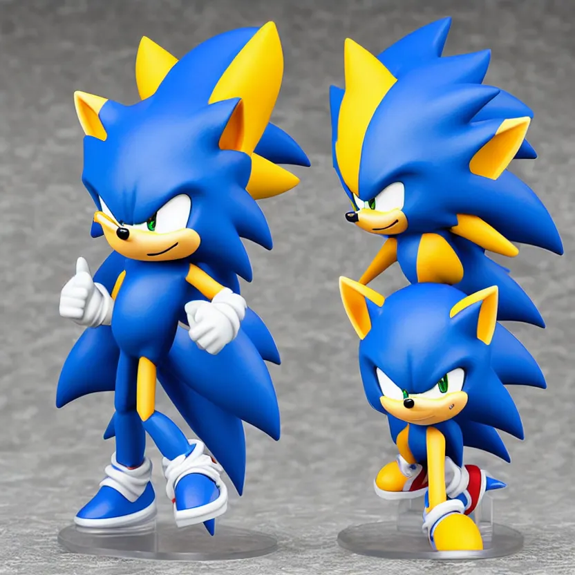 Image similar to nendroid figure of a singular sonic the hedgehog, high quality