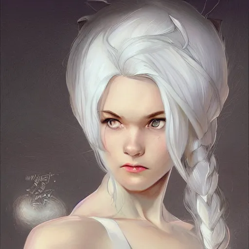 Image similar to a white hair girl, art by samdoesarts, highly detailed, digital painting, concept art, smooth, sharp focus, illustration, disney, art by artgerm and greg rutkowski and alphonse mucha, comic book, sketch, watercolor, trending on artstaion