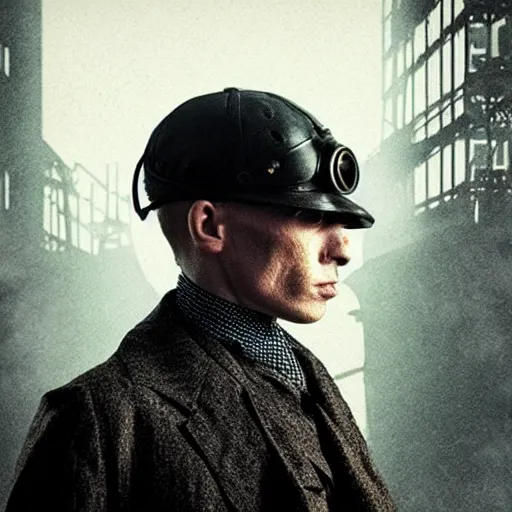 Image similar to Peaky Blinders as cyberpunk characters