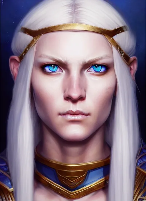 Image similar to a _ fantasy _ style _ portrait _ painting _ of white female paladin with blonde hair and blue eyes, scar under left eye, holy oil _ painting _ unreal _ 5 _ daz. _ rpg _ portrait _ extremely _ detailed _ artgerm _ greg _ rutkowski _ greg