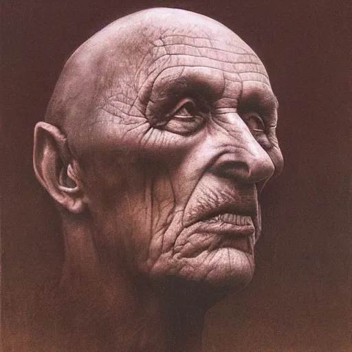 Prompt: A portrait of Zdzislaw Beksinski by Zdzislaw Beksinski