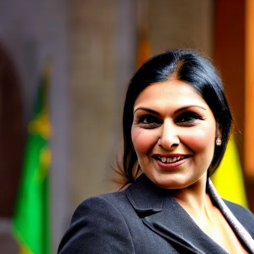 Prompt: priti patel by Wayne Barlow