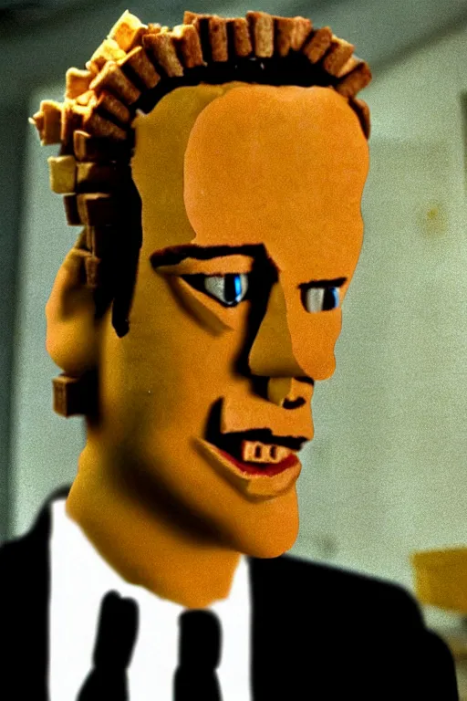 Image similar to film still of steve buscemi made out of bread in reservoir dogs, 4 k