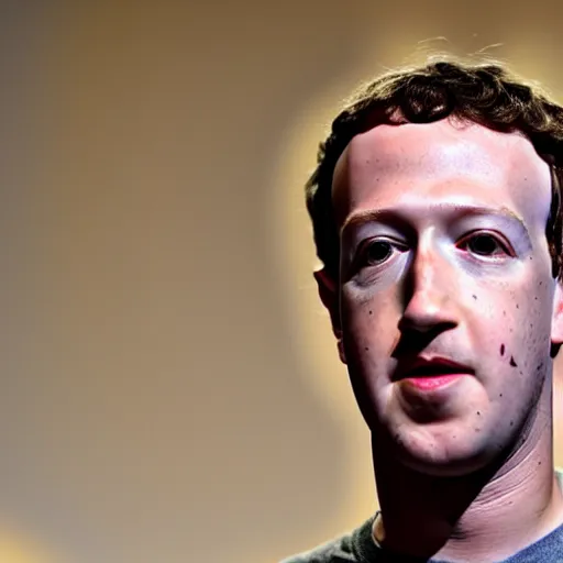 Prompt: mark zuckerberg pealing off his skin with him own hands to reveal the horrid thing underneath, as remembered in a dream