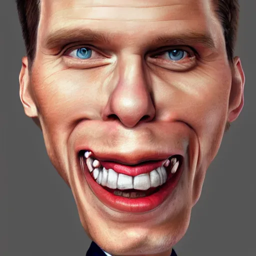 Image similar to Caricature portraits done of Jerma realistic, hyperrealistic, very realistic, highly detailed, very detailed, extremely detailed, detailed, oil painting, digital art, trending on artstation