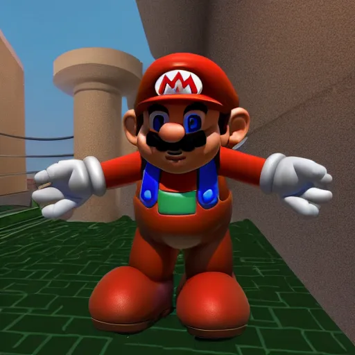 Image similar to A bot in the game Super Mario 64, unreal engine, highly detailed, 8k, vray