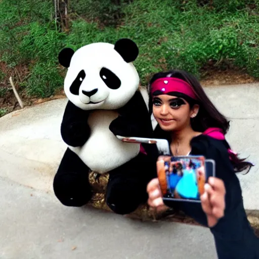 Prompt: panda and aladdin taking a selfie