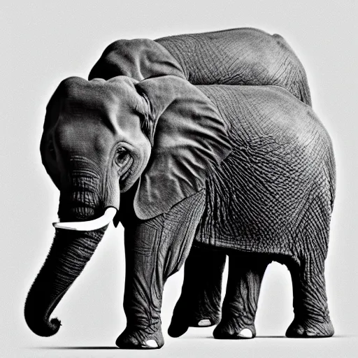 Image similar to elephant that looks like a tardigrade, black and white photo