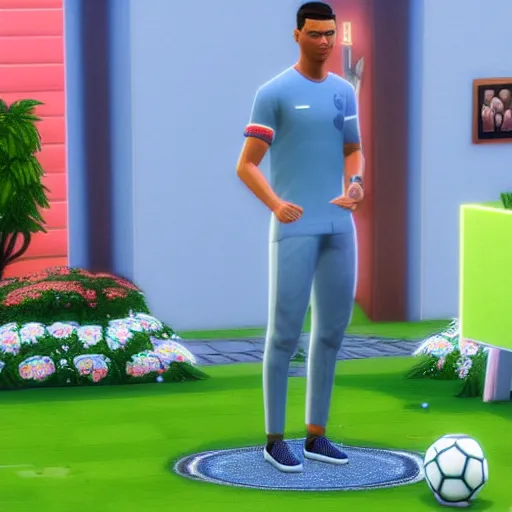 Prompt: Cristiano Ronaldo in the Sims 4