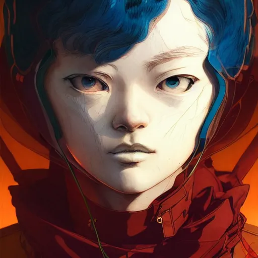 Image similar to prompt : stealthy rogue adventure character portrait soft light painted by james jean and katsuhiro otomo and erik jones, inspired by akira anime, smooth face feature, intricate oil painting, high detail illustration, sharp high detail, manga and anime 1 9 9 9