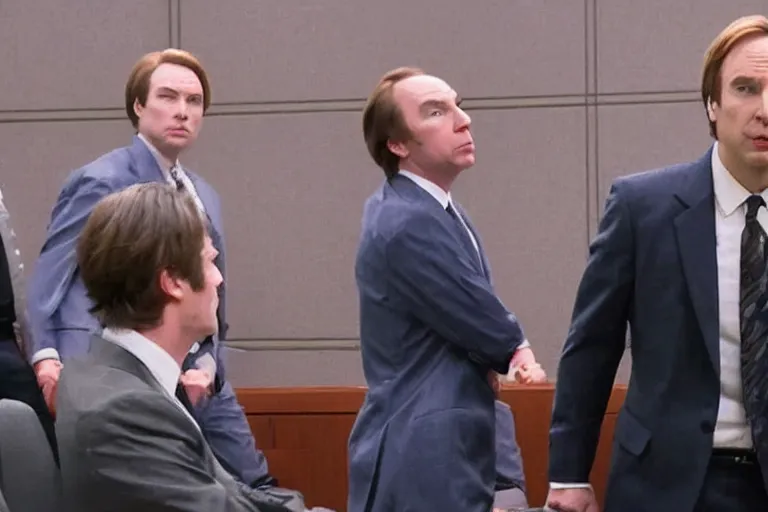 Image similar to saul goodman, also known as jimmy mcgill, defends dart vader in court, court session images, 1 0 8 0 p, court archive images