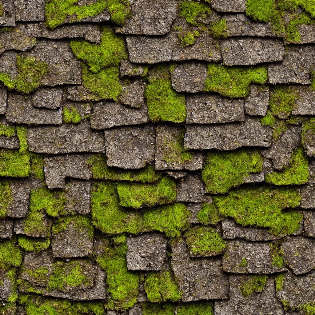 Image similar to texture of an old abandoned mossy roof tiles