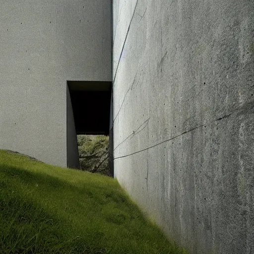 Prompt: The Haunted House on the Hill by Tadao Ando.