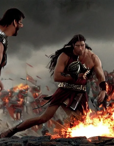 Image similar to epic battle screen, film still from the movie'3 0 0'( 2 0 0 6 )