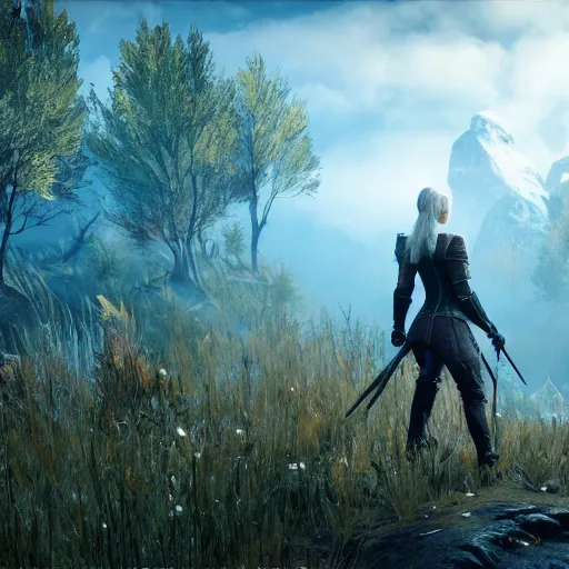 Image similar to Taylor Swift in The Witcher 3, gameplay, 8k, HD