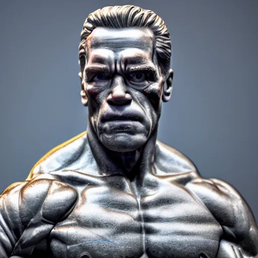 Image similar to marble statue of arnold schwarzenegger as the terminator, ultrarealistic, detailed, 8 k