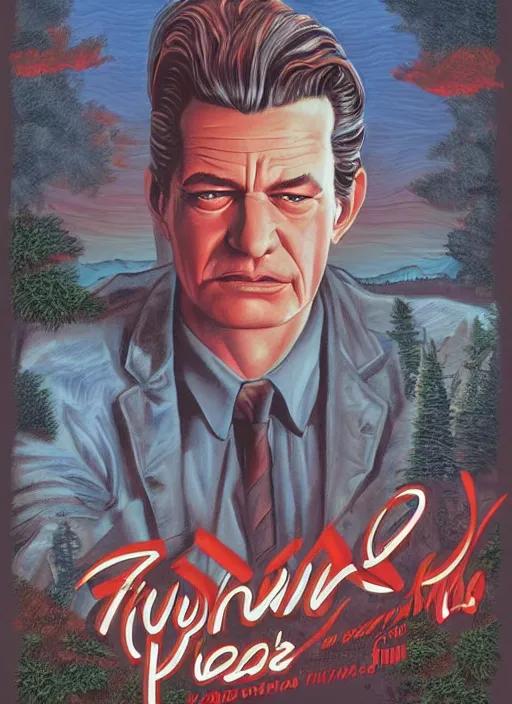 Image similar to twin peaks movie poster art by jim warren