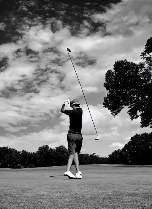 Image similar to golfing black and white portrait white sky in background