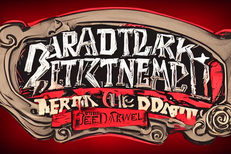 Image similar to 3d sculpt of an arched gothic ironwork sign for a circus called 'the dark metal carnival', red dead redemption2, las vegas, artstaton, digital illustration