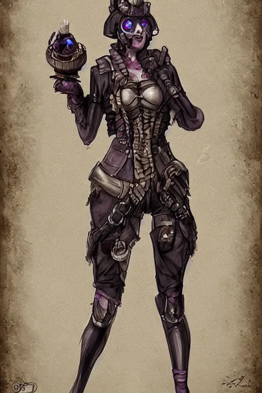 Image similar to Concept art of a dieselpunk daemonette. Etheral. Beautiful.