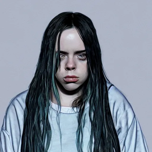 Image similar to realistic illustration of billie eilish