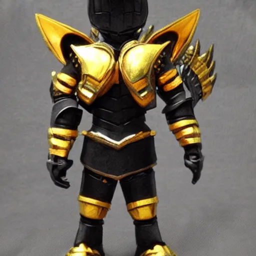 Image similar to dragon warrior black and gold armor, honorable, cute, chibi