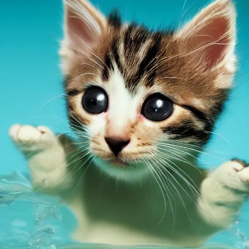 Prompt: kitten made of water