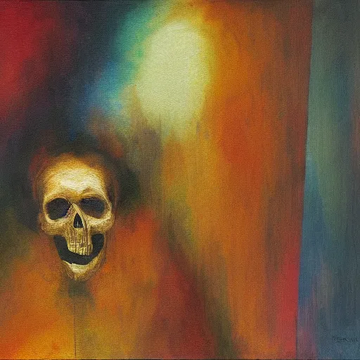 Image similar to a man has a conversation with death, abstract art
