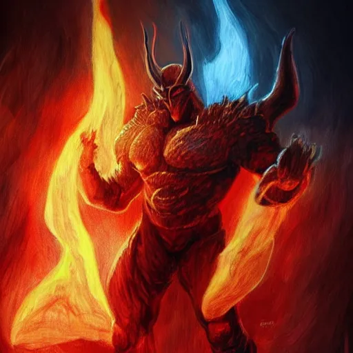 Prompt: surtur during ragnarok, artstation hall of fame gallery, editors choice, #1 digital painting of all time, most beautiful image ever created, emotionally evocative, greatest art ever made, lifetime achievement magnum opus masterpiece, the most amazing breathtaking image with the deepest message ever painted, a thing of beauty beyond imagination or words