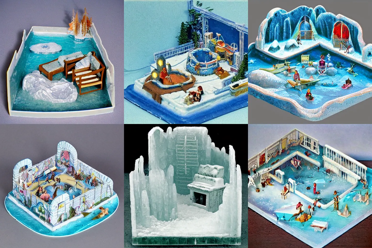 Prompt: ice paradise, isometric diorama, beautiful, vintage photo