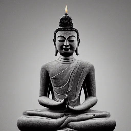 Image similar to buddhist meditating, full body, hand gesture, photorealistic art