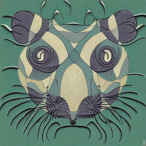 Prompt: tessellated possum, by escher