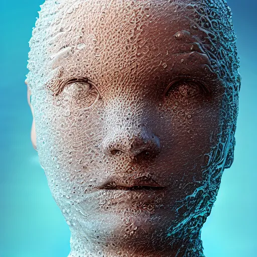 Prompt: a sculpture made of water in the shape of a human head, on the ocean water, water manipulation photoshop, behance, ray tracing, cinematic, in the style of johnson tsang, long shot, hyper detailed, hyper realistic, 8 k resolution, sharp focus, realistic water, award winning