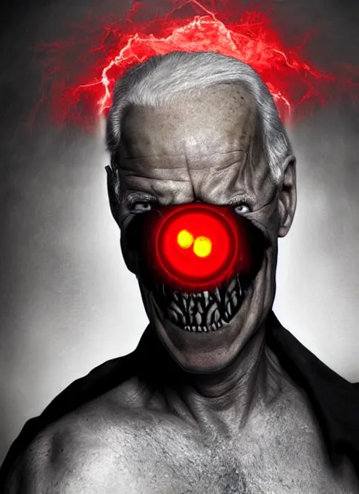 Prompt: hyper realistic ultra realistic dark magic photo Doom furious glowing red eyes biden, high quality photo, detailed , 8k