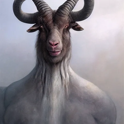 Prompt: vladimir putin, anthropomorphic bald prehistoric goat, vladimir putin hybrid, vladimir putin is mutant, toothless, horror, macabre by donato giancola and greg rutkowski and wayne barlow and zdzisław beksinski, realistic face, digital art