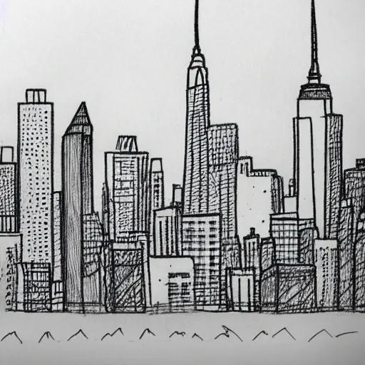 Prompt: 4 year old drawing of New York