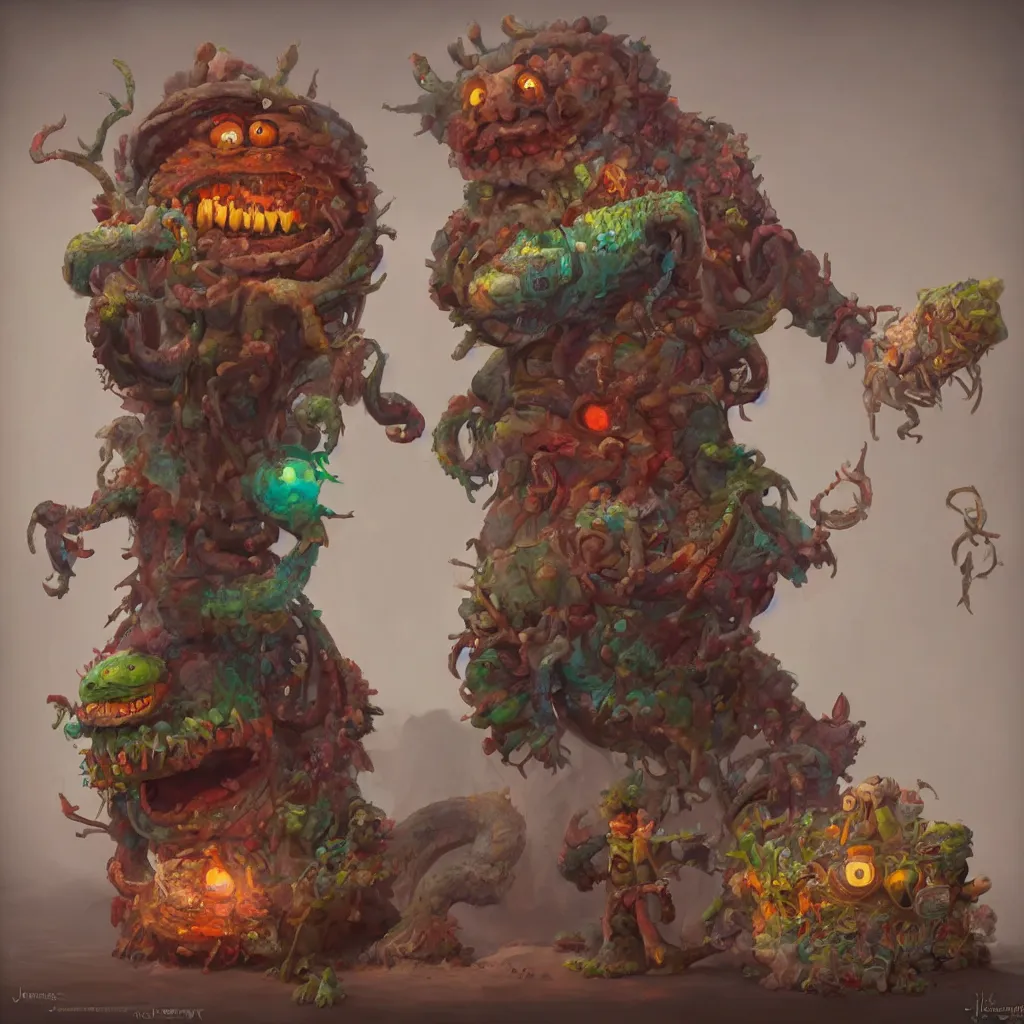 Image similar to a beautiful portrait painting of weird happy monster merchant by james gurney | unreal engine :. 3