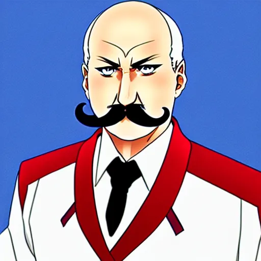 Image similar to Alexander Lukashenko in the style of an anime woman with a mustache