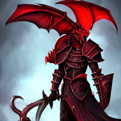 Prompt: videogame painting of an elegant red draconic - plate armor artstation, rpg, digital art, isometric, dark background, dark souls, the witcher 3, runescape, skyrim, final - fantasy, diablo - 3