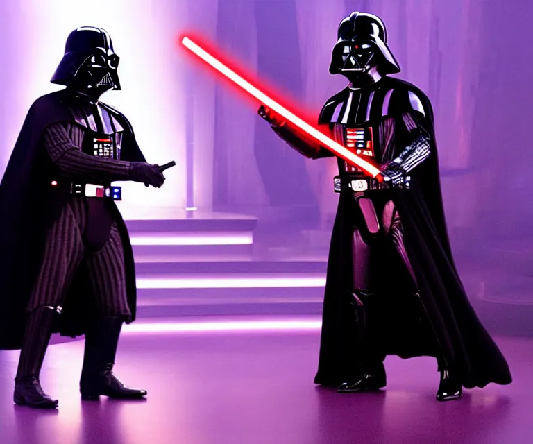 Prompt: still image of darth vader on dancing with the stars