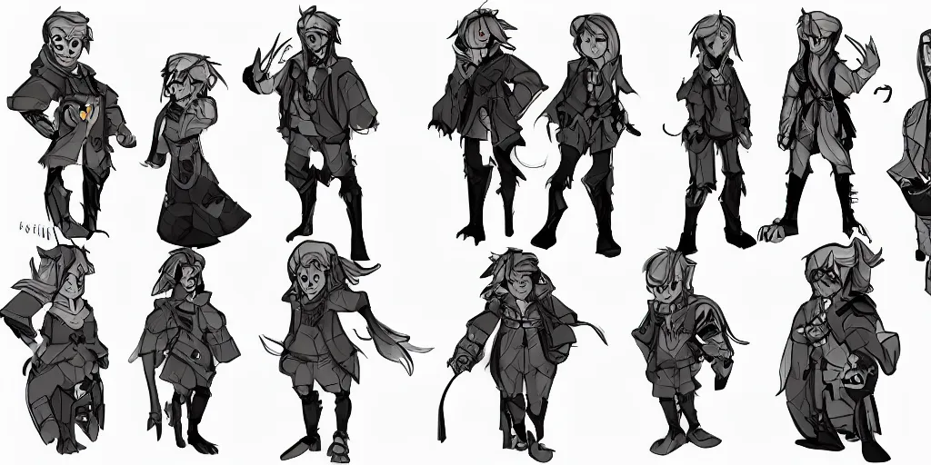 Prompt: character design sheet of mgb