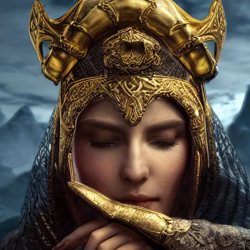 Image similar to the elder scrolls vi, majestic, gracious regal brunette female jarl, ancient greece, mysterious atmospheric lighting, painted, intricate, volumetric lighting, beautiful, rich deep colours masterpiece, golden hour, golden ratio, sharp focus, ultra detailed, by mark kent, jordan lamarre - wan, igor kieryluk, maxim verehin, miranda meeks