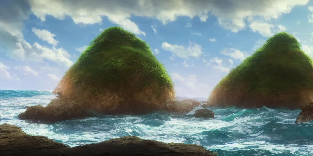 Prompt: a beach, cinematic angle, studio Ghibli, volumetric lighting, breathtaking, beautiful composition, intricate, elegant, digital art, detailed, oil painting, hyperrealistic, sharp focus, 8k