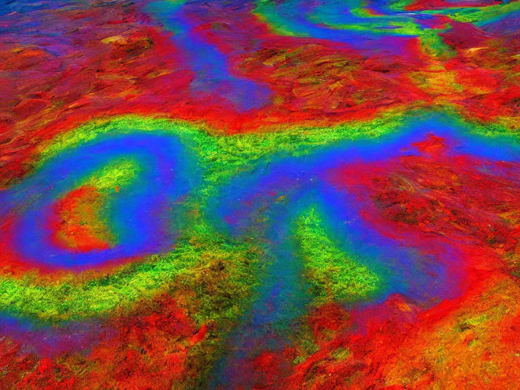 Image similar to rainbow volcano psychedelic art, 4 k