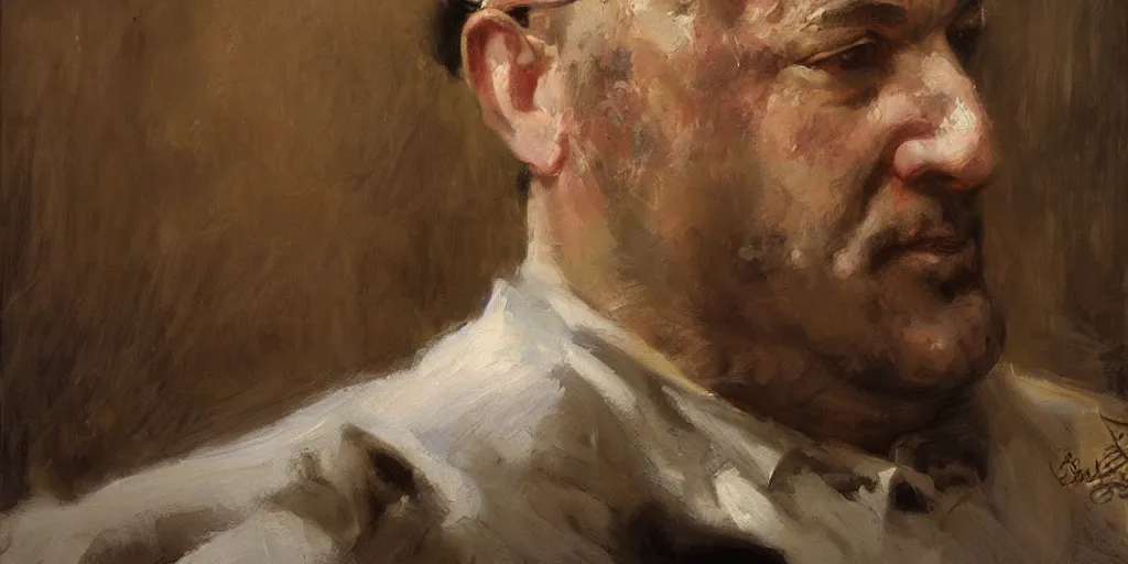 Image similar to tony soprano, portrait, painting by gaston bussiere, craig mullins, j. c. leyendecker