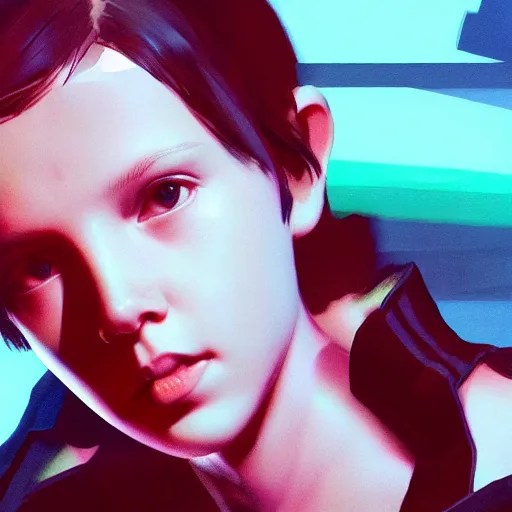 Prompt: Portrait of Millie Bobby Brown by Yoji Shinkawa, octane render