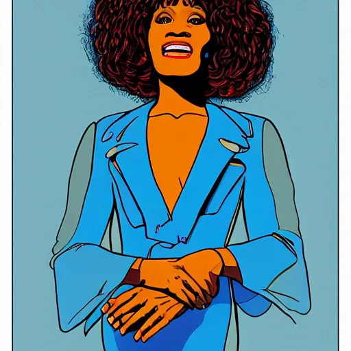 Prompt: whitney houston retro minimalist portrait! moebius starwatcher comic by jean giraud, portrait 8 k