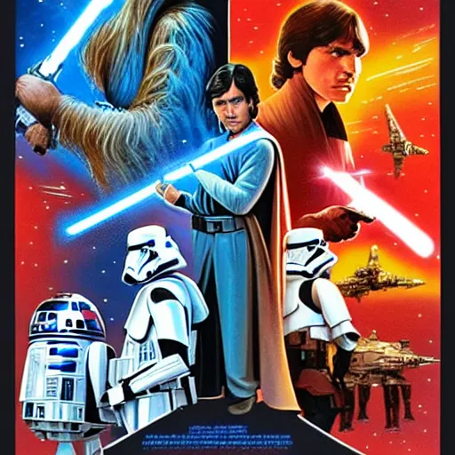 Prompt: star wars retro poster