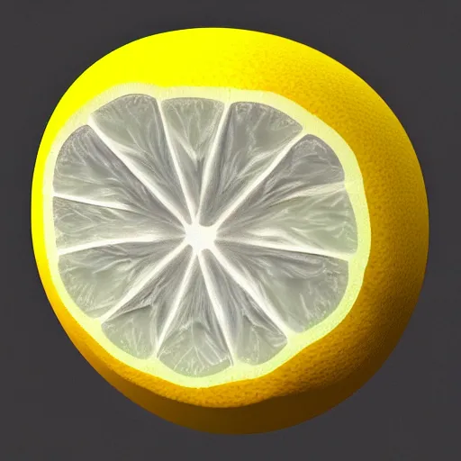 Image similar to a high quality render of a low poly lemon,